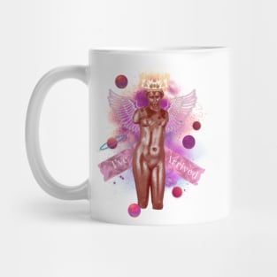 Greek stone floral design I’ve arrived planet queen of the universe pink Mug